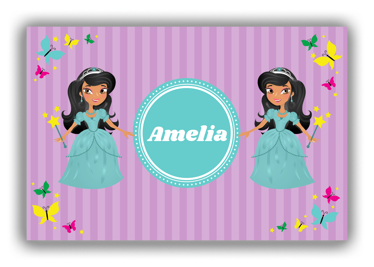 Personalized Princess Canvas Wrap & Photo Print VII - Purple Background - Black Princess I - Front View