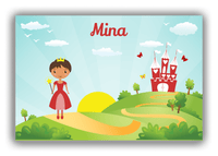 Thumbnail for Personalized Princess Canvas Wrap & Photo Print VIII - Teal Background - Black Princess II - Front View