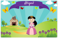 Thumbnail for Personalized Princess Placemat II - Teal Background - Black Hair Princess -  View