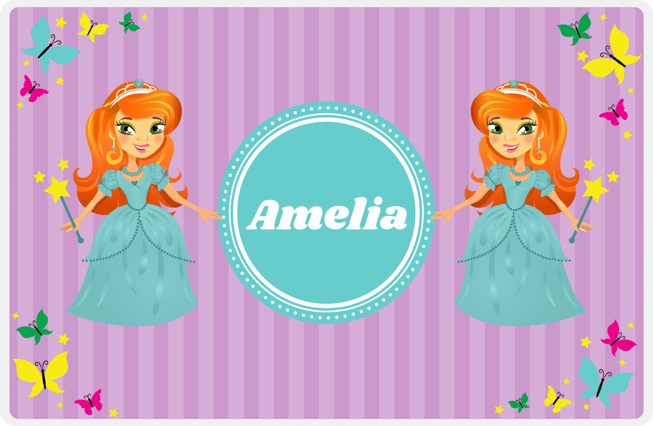 Personalized Princess Placemat VII - Purple Background - Redhead Princess -  View