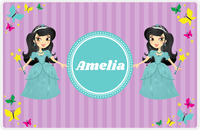 Thumbnail for Personalized Princess Placemat VII - Purple Background - Black Hair Princess -  View
