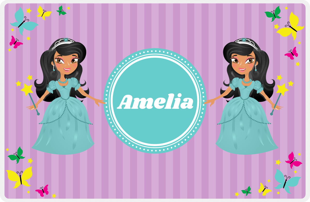Personalized Princess Placemat VII - Purple Background - Black Princess I -  View