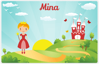 Thumbnail for Personalized Princess Placemat VIII - Teal Background - Blonde Princess -  View