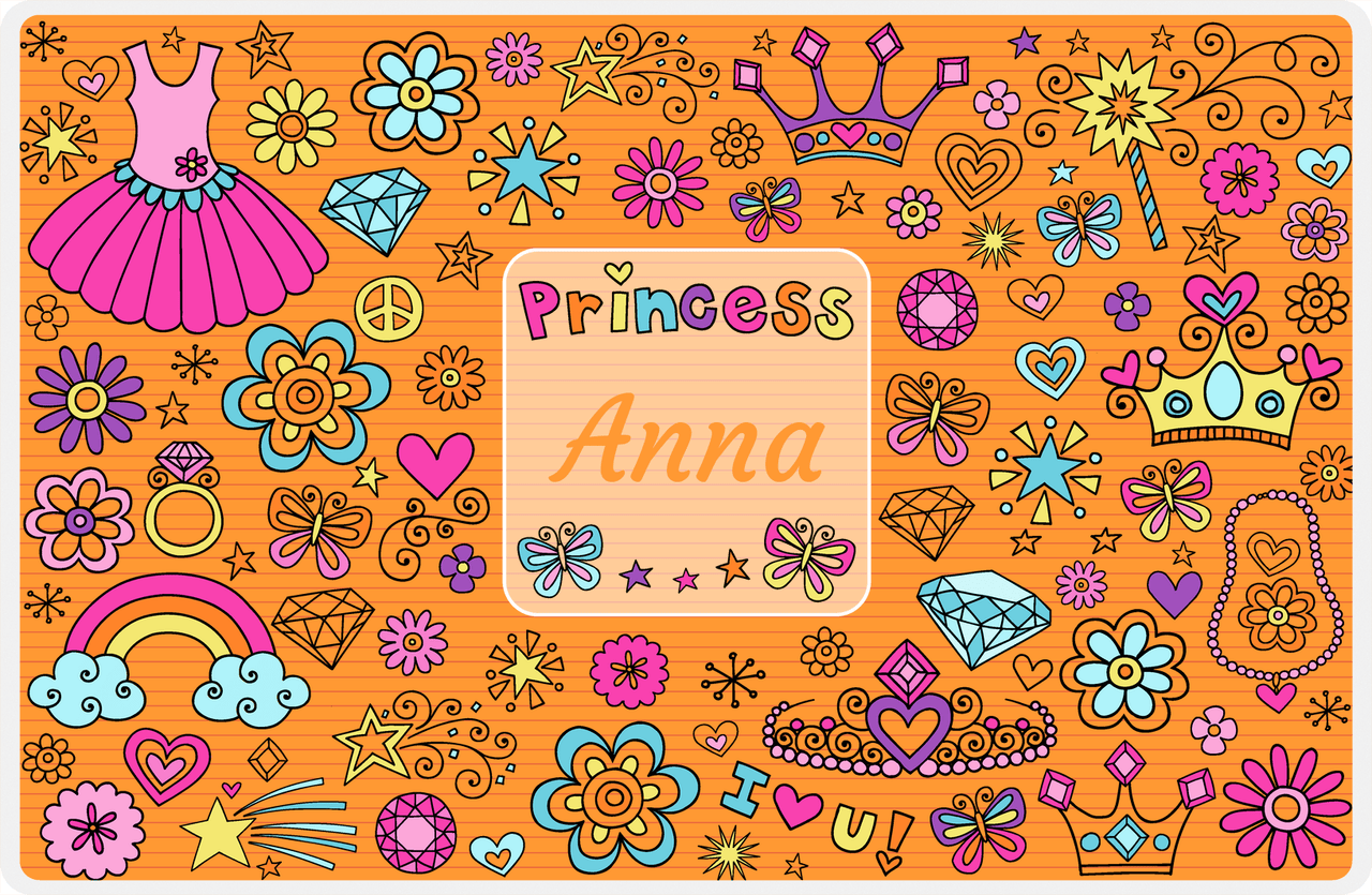 Personalized Princess Placemat VI - Orange Background -  View
