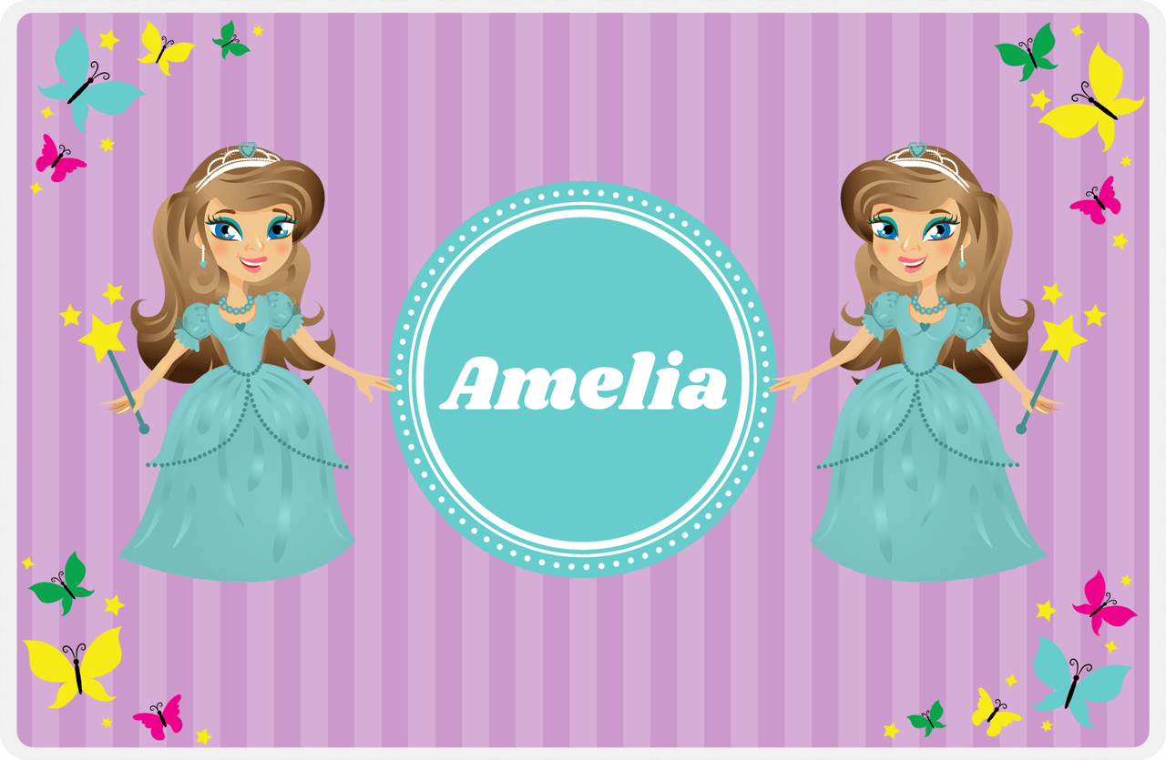 Personalized Princess Placemat VII - Purple Background - Brunette Princess -  View
