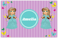 Thumbnail for Personalized Princess Placemat VII - Purple Background - Brunette Princess -  View