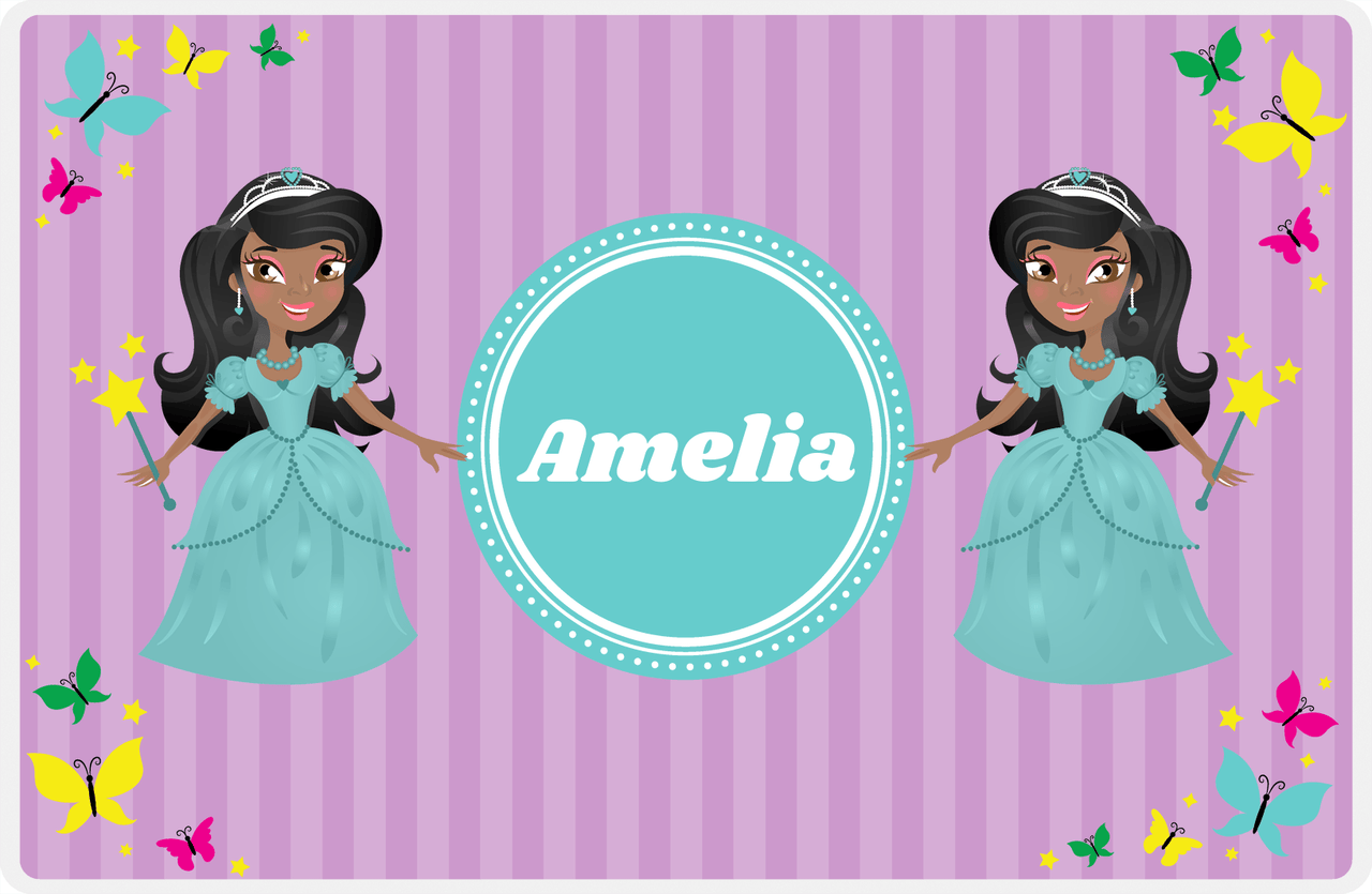 Personalized Princess Placemat VII - Purple Background - Black Princess II -  View