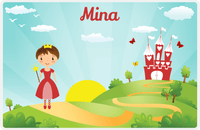 Thumbnail for Personalized Princess Placemat VIII - Teal Background - Brunette Princess -  View