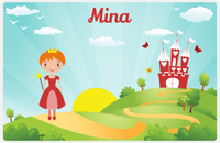 Thumbnail for Personalized Princess Placemat VIII - Teal Background - Redhead Princess -  View