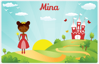 Thumbnail for Personalized Princess Placemat VIII - Teal Background - Black Princess I -  View