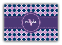 Thumbnail for Personalized Quatrefoil Canvas Wrap & Photo Print - Purple with Circle Ribbon Nameplate - Front View