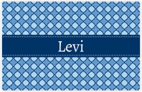Thumbnail for Personalized Quatrefoil Placemat - Glacier and Light Blue - Navy Ribbon Frame -  View