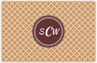 Thumbnail for Personalized Quatrefoil Placemat - Light Brown and Champagne - Brown Circle Frame -  View