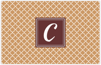 Thumbnail for Personalized Quatrefoil Placemat - Light Brown and Champagne - Brown Square Frame -  View