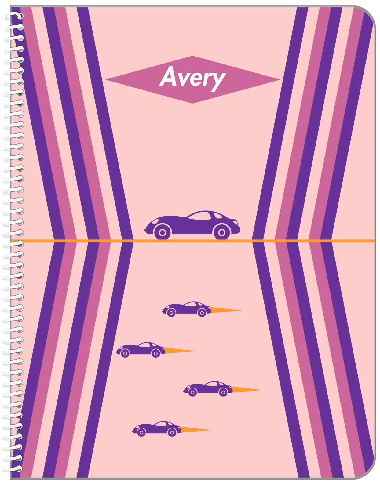 Personalized Racecar Notebook III - Retro II - Front View