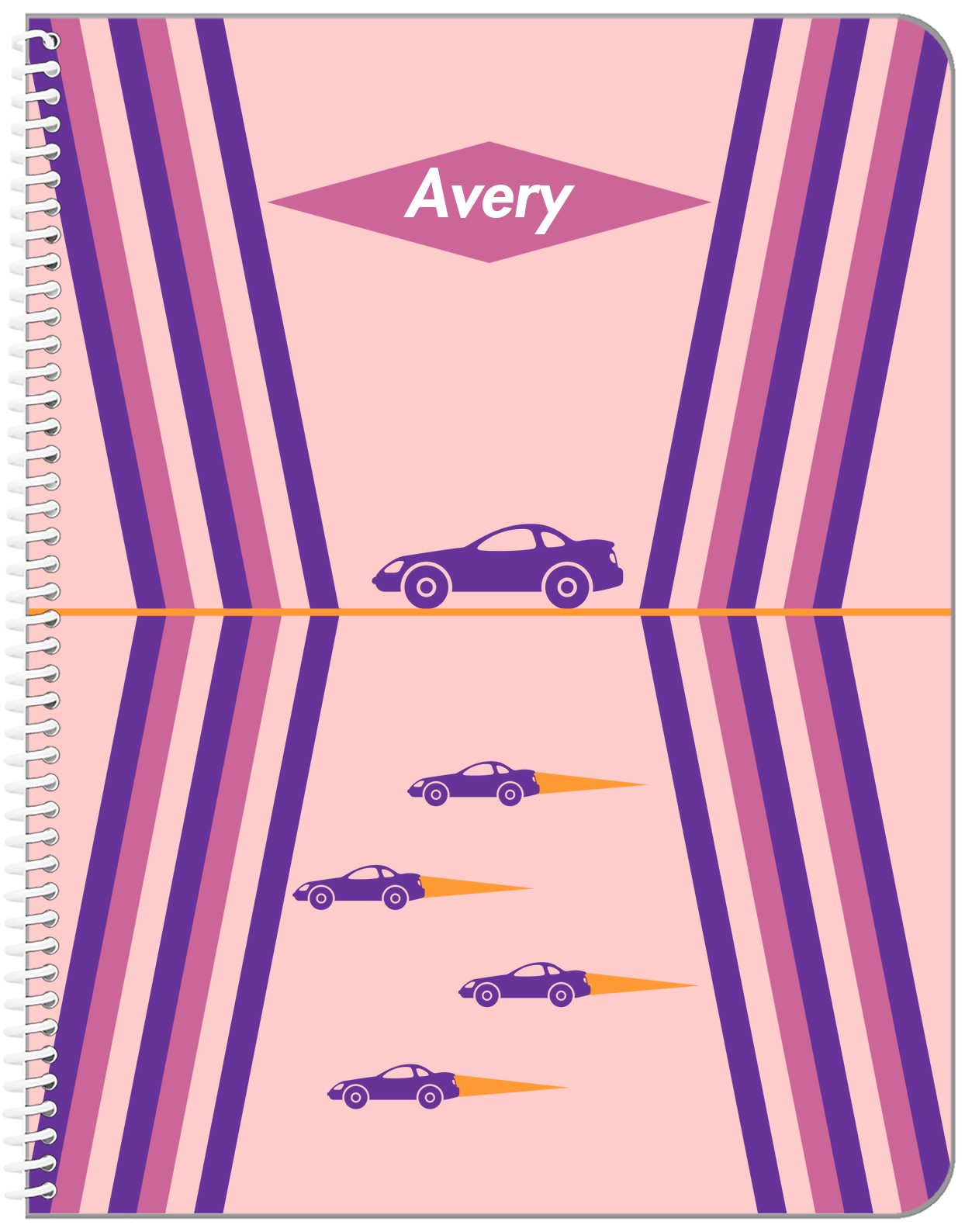 Personalized Racecar Notebook III - Retro III - Front View