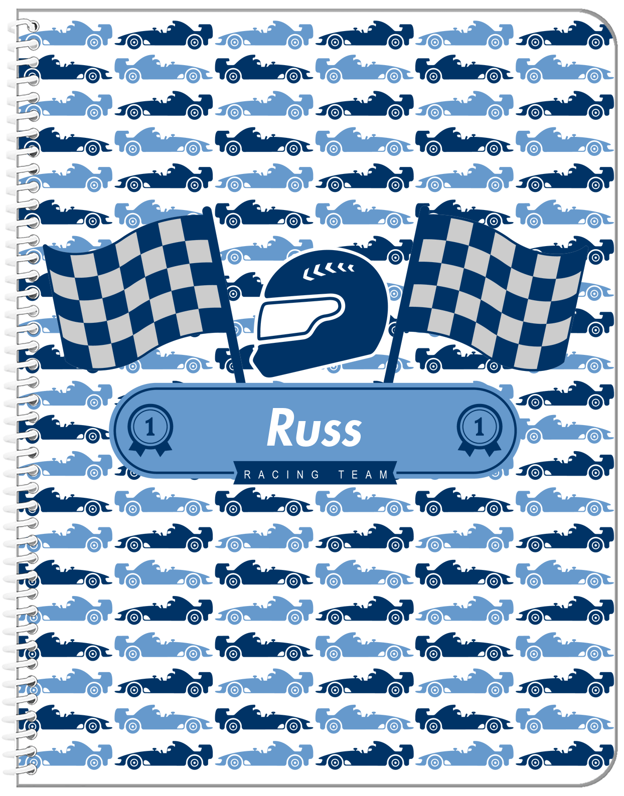 Personalized Racecar Notebook VII - Racing Team II - Front View
