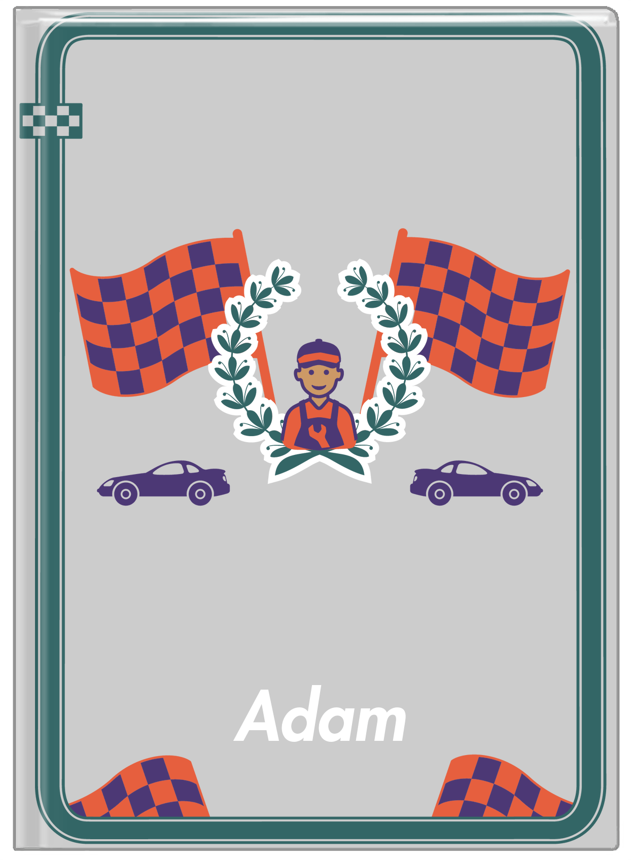 Personalized Racecar Journal I - Car II - Front View