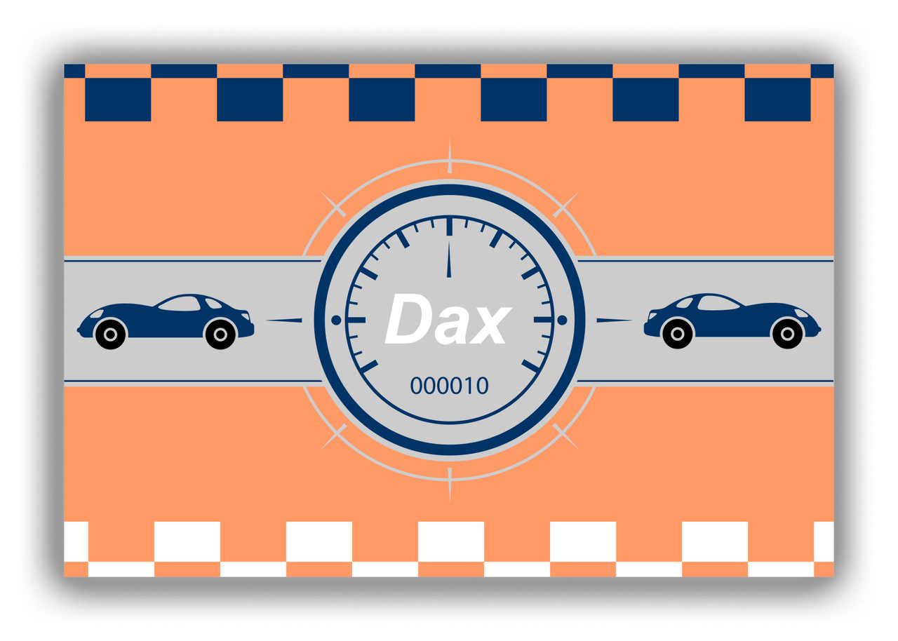 Personalized Racecar Canvas Wrap & Photo Print IV - Orange Background with Car I - Front View