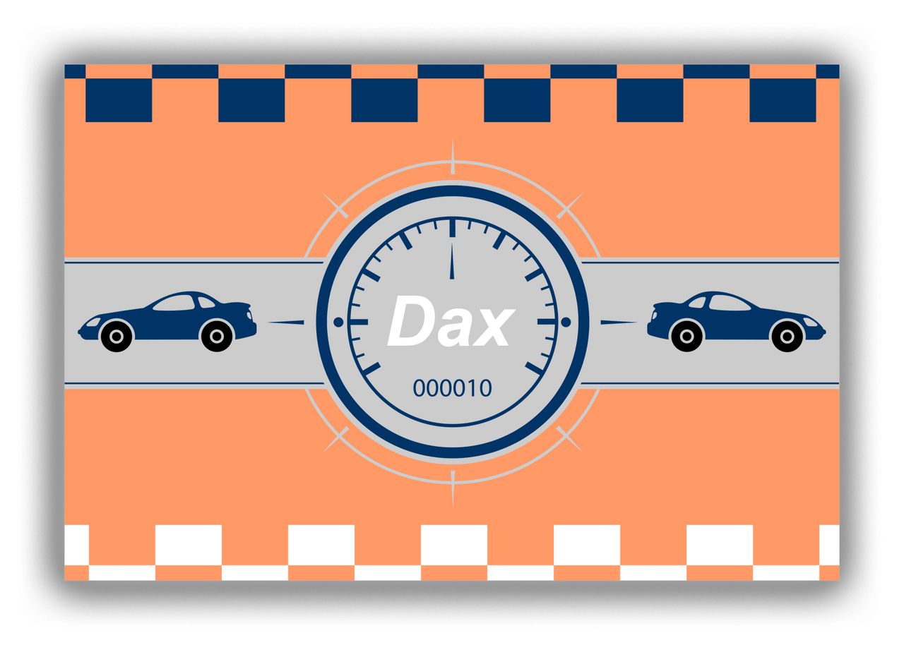 Personalized Racecar Canvas Wrap & Photo Print IV - Orange Background with Car II - Front View