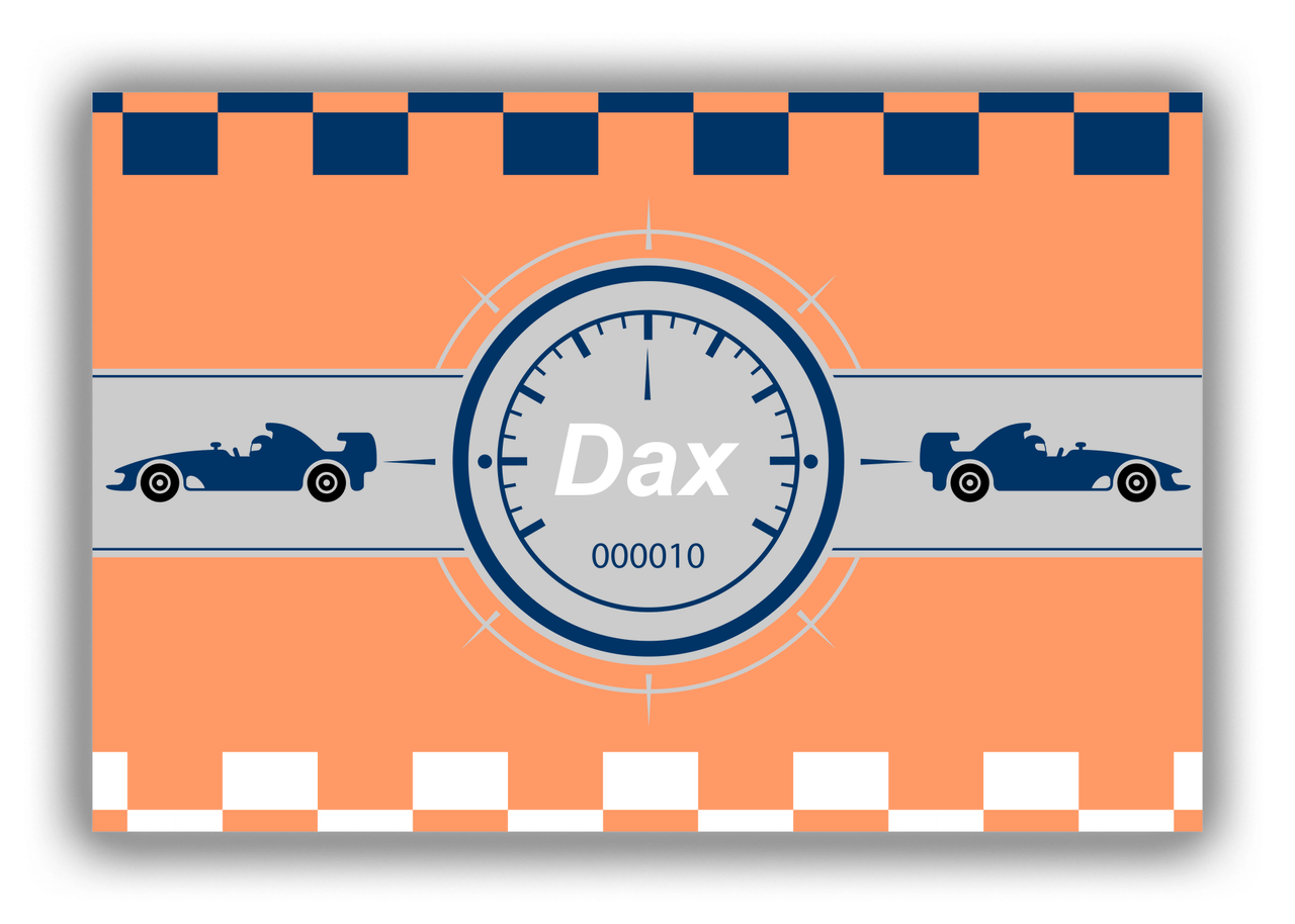 Personalized Racecar Canvas Wrap & Photo Print IV - Orange Background with Car III - Front View