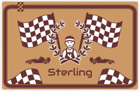 Thumbnail for Personalized Racecar Placemat - Race Track Border - Racecar 3 - Light Brown Background with Brown Car -  View