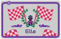 Thumbnail for Personalized Racecar Placemat - Race Track Border - Racecar 3 - Grey Background with Purple Car -  View