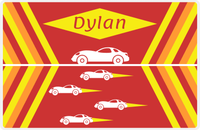 Thumbnail for Personalized Racecar Placemat - Retro II - Racecar 1 - Red Background with White Car -  View