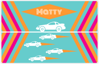 Thumbnail for Personalized Racecar Placemat - Retro II - Racecar 2 - Teal Background with White Car -  View
