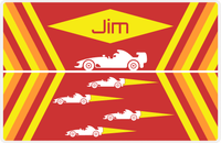 Thumbnail for Personalized Racecar Placemat - Retro II - Racecar 3 - Red Background with White Car -  View