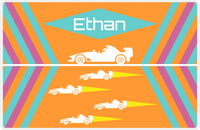 Thumbnail for Personalized Racecar Placemat - Retro II - Racecar 3 - Orange Background with White Car -  View