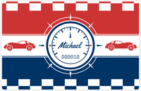 Thumbnail for Personalized Racecar Placemat - Retro III - Racecar 1 - Navy Background with Cherry Red Car -  View