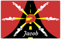 Thumbnail for Personalized Racecar Placemat - Retro IV - Racecar 3 - Cherry Red Background with White Car -  View