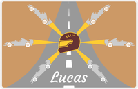 Thumbnail for Personalized Racecar Placemat - Retro IV - Racecar 3 - Light Brown Background with Grey Car -  View