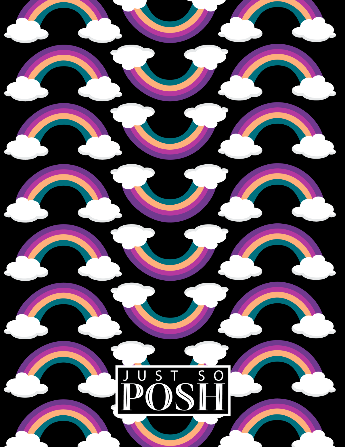 Personalized Rainbows Notebook - Black Background - Back View