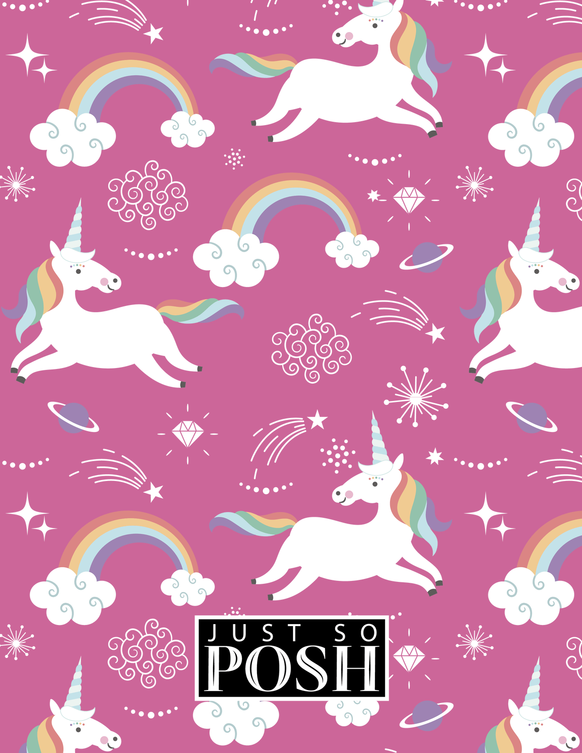 Personalized Rainbows Notebook III - Unicorns - Decorative Rectangle Nameplate - Back View