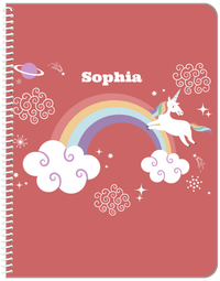 Thumbnail for Personalized Rainbows Notebook VII - Rainbow Unicorn - Red Background - Front View
