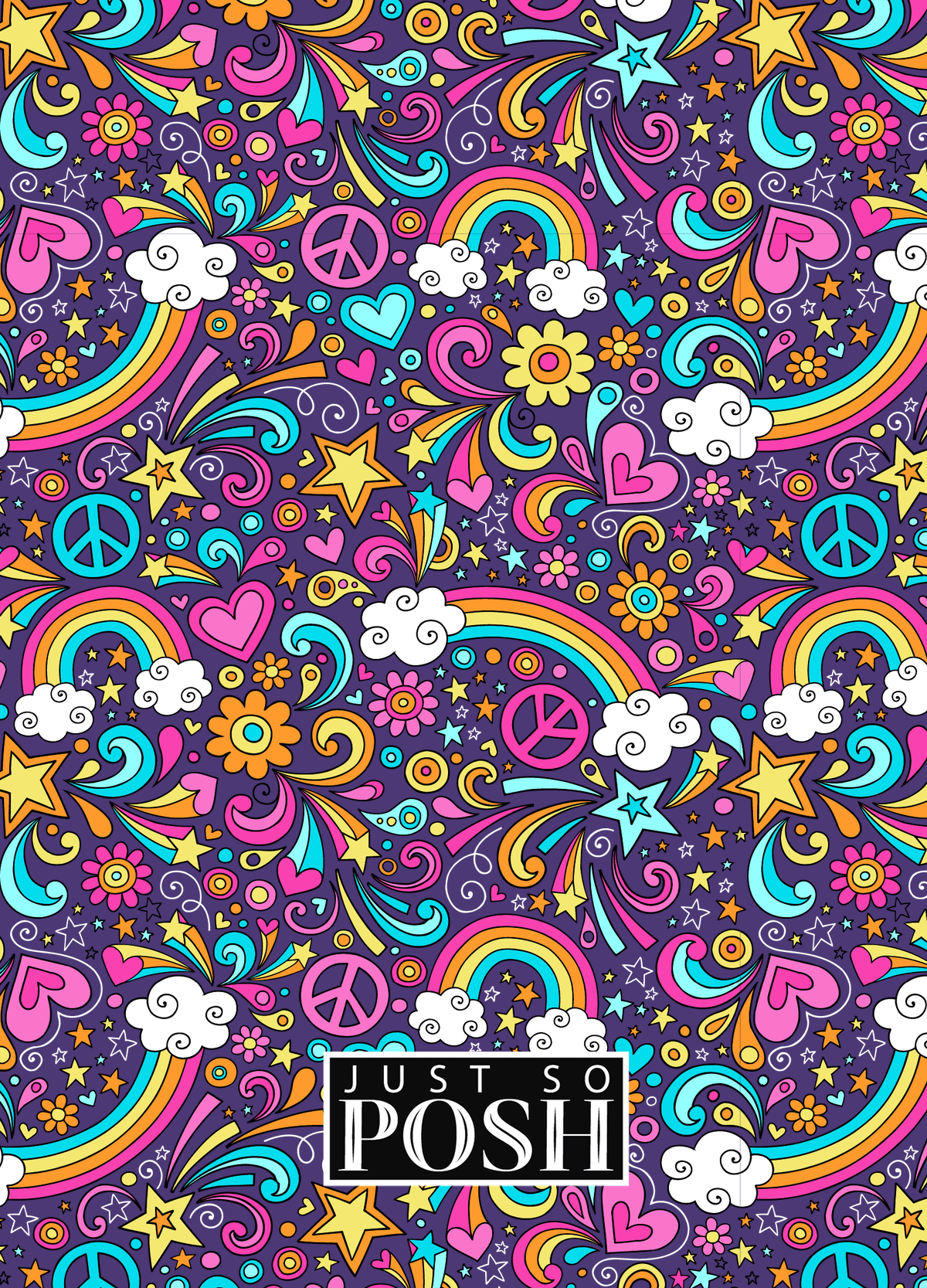 Personalized Rainbows Journal II - Flower Power - Purple Background - Back View