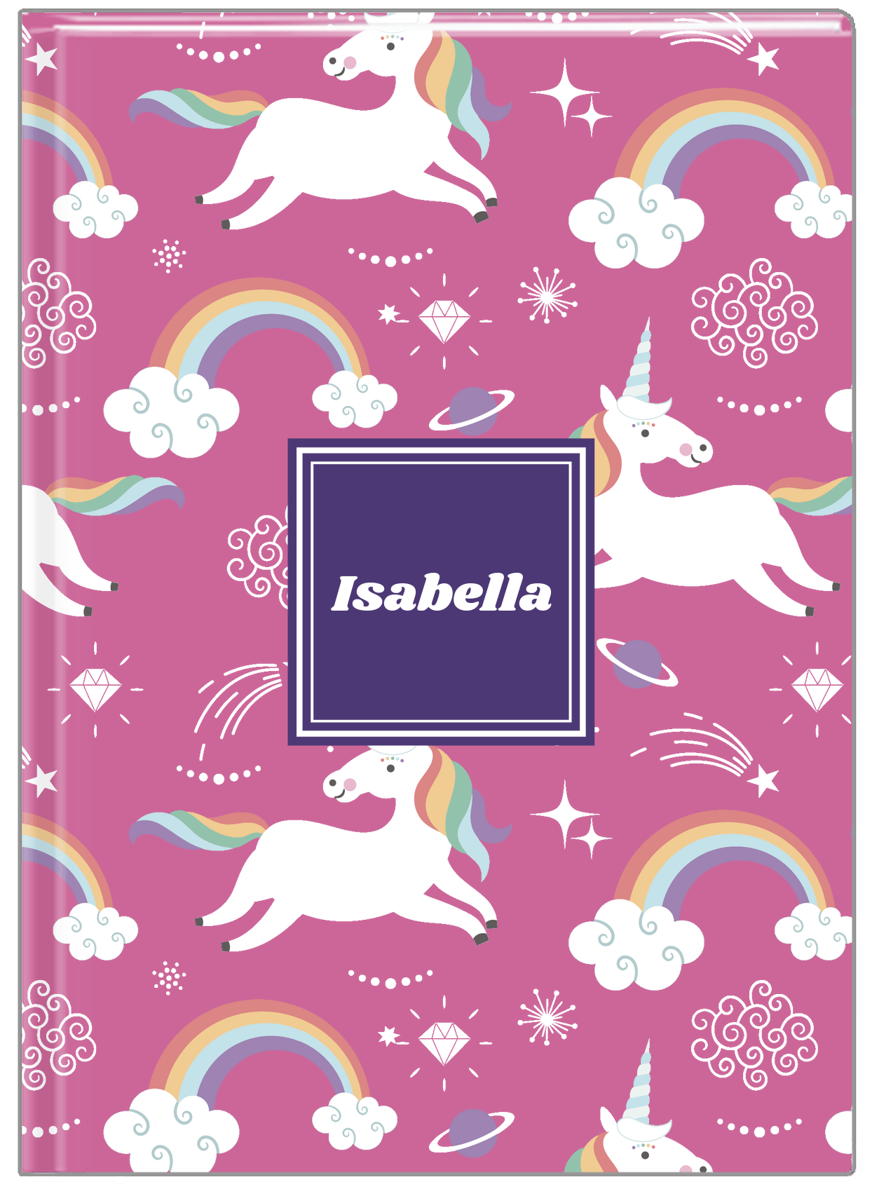 Personalized Rainbows Journal III - Unicorns - Square Nameplate - Front View