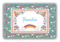 Thumbnail for Personalized Rainbow Canvas Wrap & Photo Print II - Flower Power - Teal Background - Front View