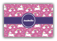 Thumbnail for Personalized Rainbow Canvas Wrap & Photo Print III - Unicorns - Circle Ribbon Nameplate - Front View
