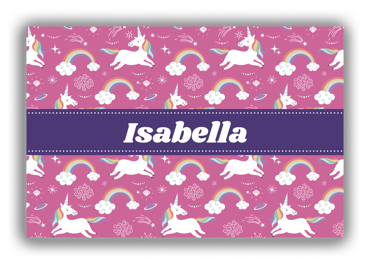 Personalized Rainbow Canvas Wrap & Photo Print III - Unicorns - Ribbon Nameplate - Front View