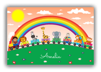 Thumbnail for Personalized Rainbow Canvas Wrap & Photo Print V - Animal Train - Black Girl - Front View