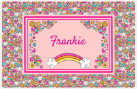 Thumbnail for Personalized Rainbow Placemat II - Flower Power - Pink Background -  View