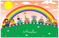 Thumbnail for Personalized Rainbow Placemat V - Animal Train - Asian Girl -  View