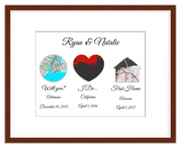 Thumbnail for Personalized Relationship Milestones Map Wall Art - Custom Location Poster for Couples, Customized Names, Dates, City Maps, Romantic Home Decor, Keepsake Gifts for Wedding, Newlyweds, Anniversary - Front View