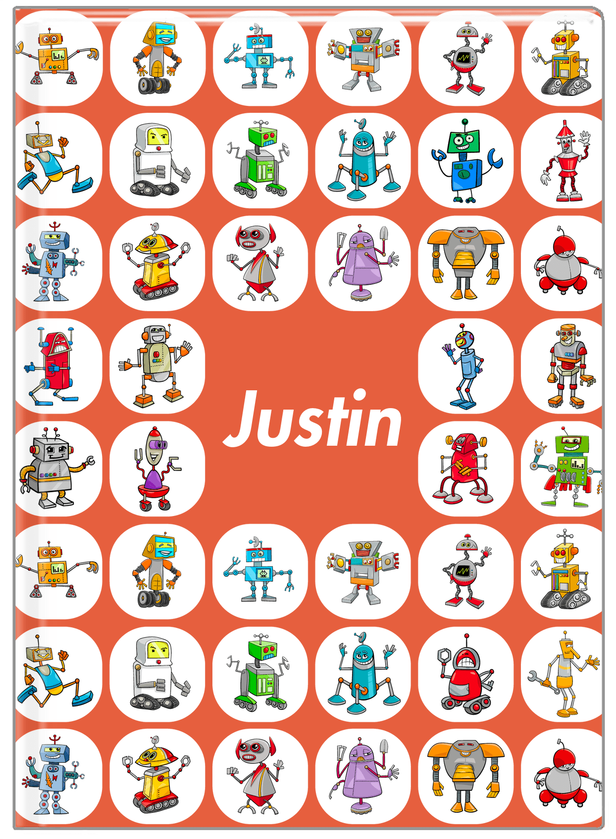 Personalized Robots Journal IV - Robot Crew - Orange Background - Front View
