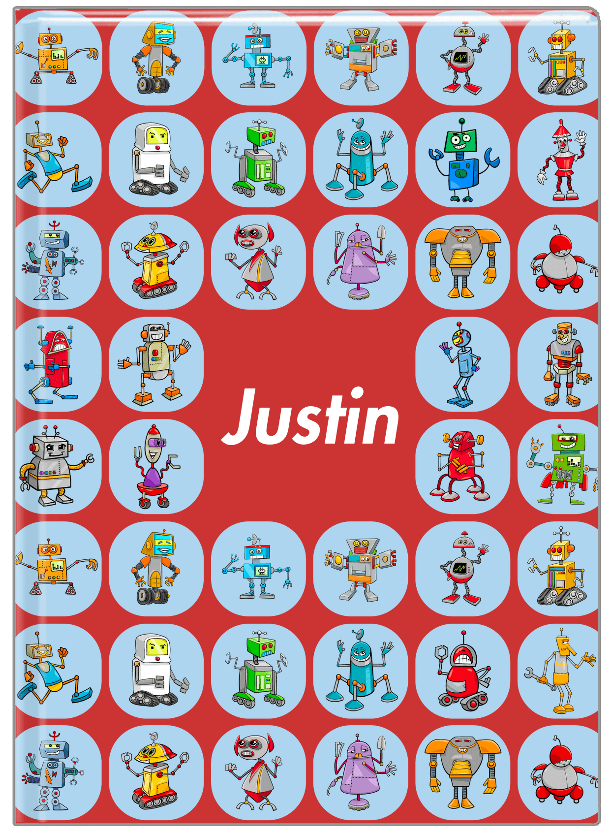 Personalized Robots Journal IV - Robot Crew - Red Background - Front View