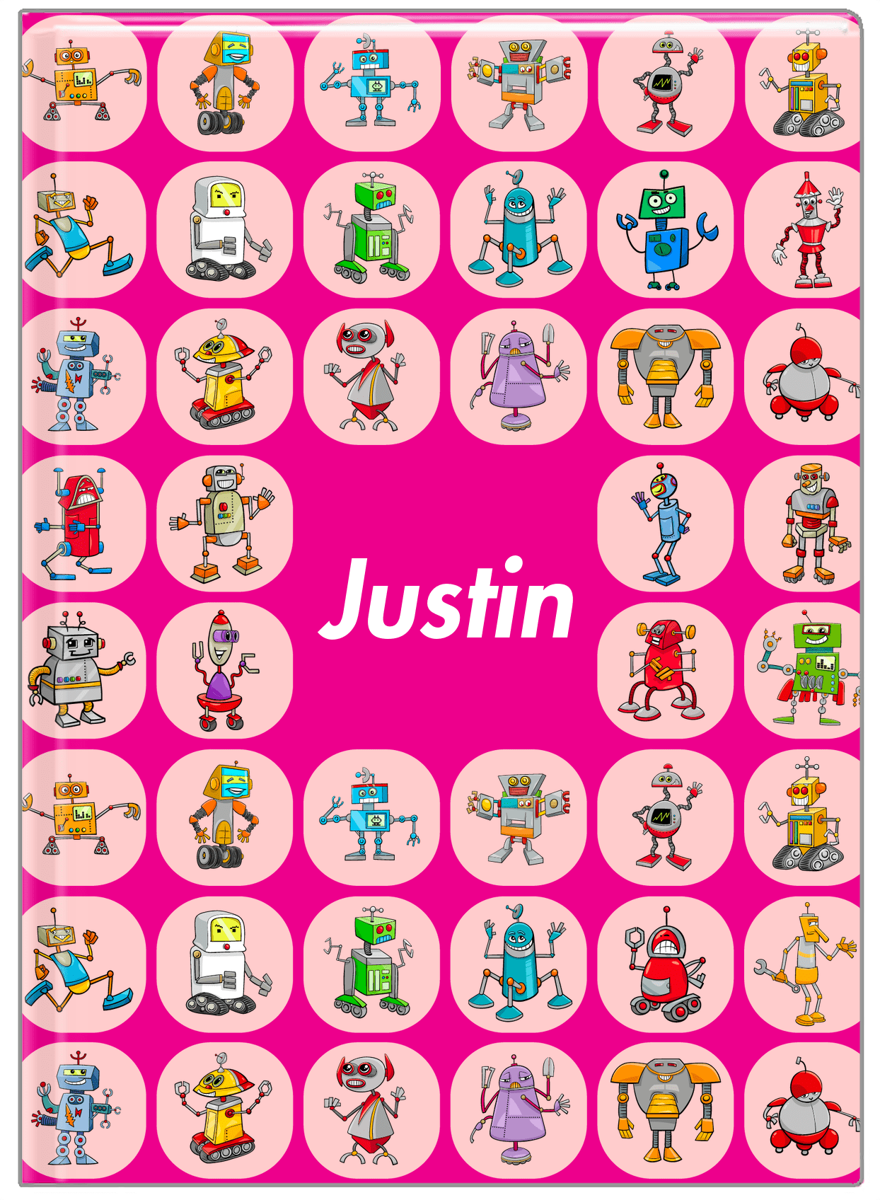 Personalized Robots Journal IV - Robot Crew - Pink Background - Front View