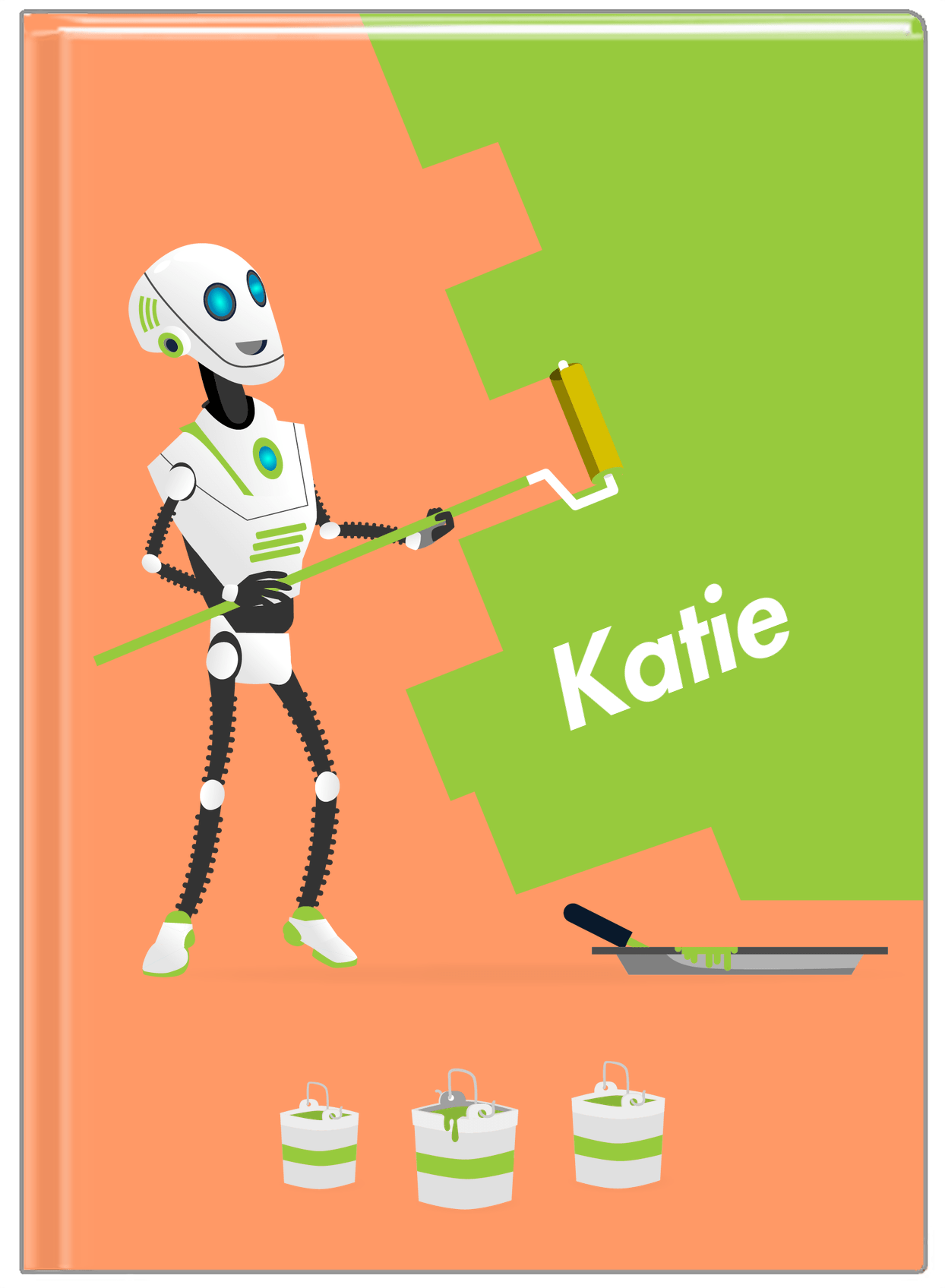 Personalized Robots Journal VII - Robot Painter - Orange Background - Front View